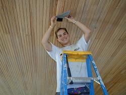 Amy wiring the lights