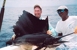 Ray Wilson with a 130 lb sailfish