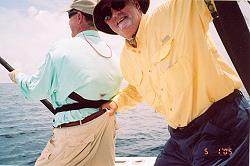Thomas holding Ray in the boat