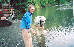 Washing the mud from out boots