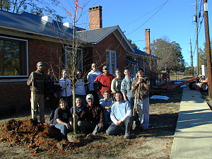Judson College Earth Team planting trees