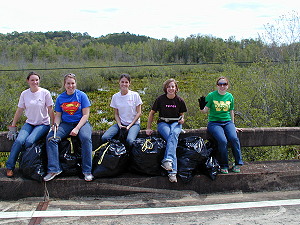 Judson College Botany class on litter patrol at Golden Club Swamp, 2006