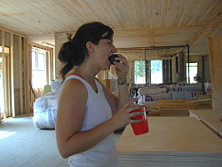 Angela takes a plum break