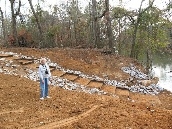 Doris Wilson admireing the new ramp