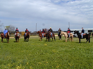Riders on the pasture of Donavan Lakes Club