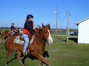 Stephanie Taylar wins a race on the trail ride