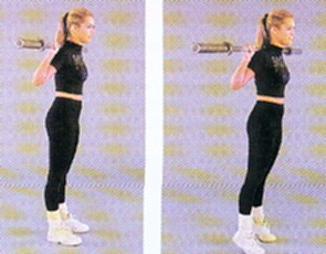 A woman demonstrating how to do toe raises correctly.