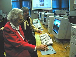Ms. Myrtle Ford visits the Ford Computer Lab 