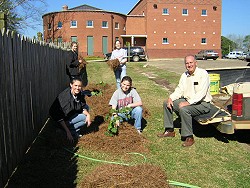 Dr. Wilson "supervising" the planting of Confederate Roses