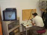 Echevarria examining Alabama sturgeon eggs
