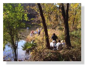 Judson students testing the water of Clear Creek