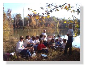 Instructor Patti Hurley of ADEM giving water testing instructions to the Judson College group